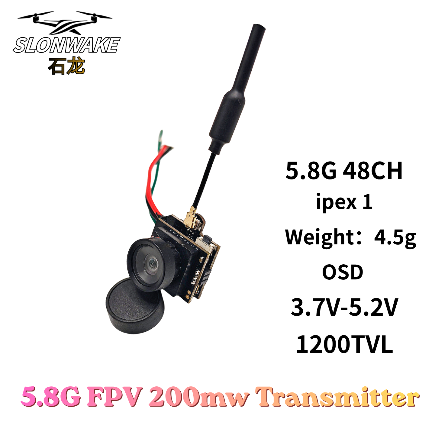 Drone With Camera - สลอนเวค 5.8G 48CH 200mW FPV DC3.7v-5v