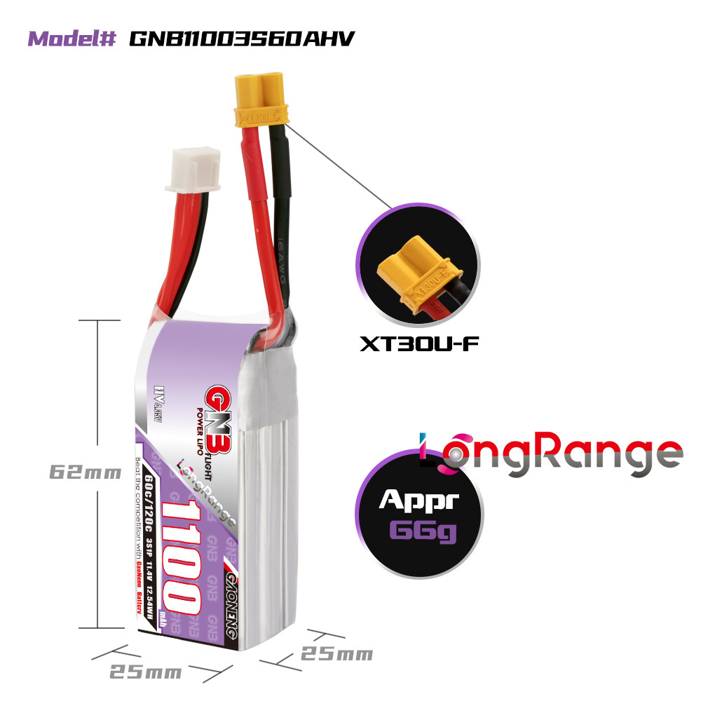 GNB 1100mAh 2S 3S 4S 6S 60C/12 - Lipo Battery 6S บทวิจารณ์และราคา